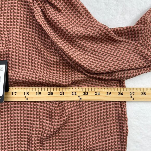 Adrianna Papell Tie Neck Popover Blouse Elegant Dusty Pink Geo Print Plus 2X NWT - Picture 10 of 12